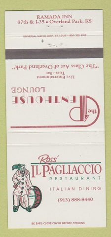 Matchbook Cover - Ramada Inn Overland Park KS Italian Restaurant 30 Strike
