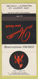 Matchbook Cover - Aux Houette's Seafood St Laurent QC 30 Strike
