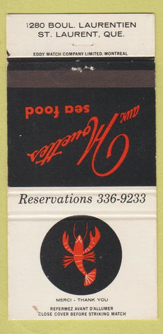 Matchbook Cover - Aux Houette's Seafood St Laurent QC 30 Strike