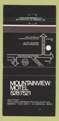Matchbook Cover - Mountainview Motel  Hamilton ON 30 Strike