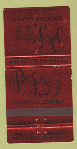 Matchbook Cover - Page Four Cocktail Lounge Los Angeles CA 30 Strike