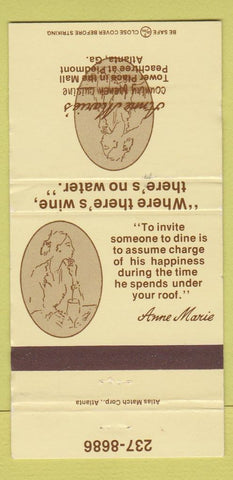 Matchbook Cover - Anna Marie's Atlanta GA WORN 30 Strike
