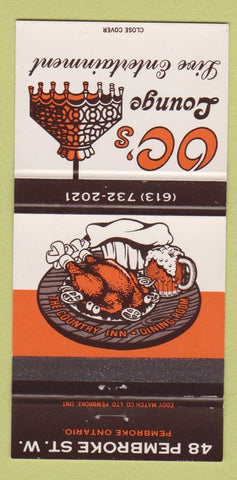 Matchbook Cover - OC's Lounge Pembroke ON Country Inn 30 Strike