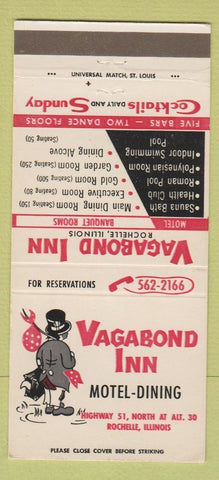 Matchbook Cover - Vagabond Inn Motel Rochelle IL 30 Strike