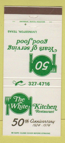 Matchbook Cover - The White Kitchen Restaurant Livingston TX 1974 30 Strike