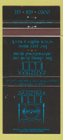Matchbook Cover - Zanzibar Blue Philadelphia PA restaurant Jazz 30 Strike