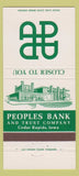 Matchbook Cover - Peoples Bank and Trust Cedar Rapids IA 30 Strike