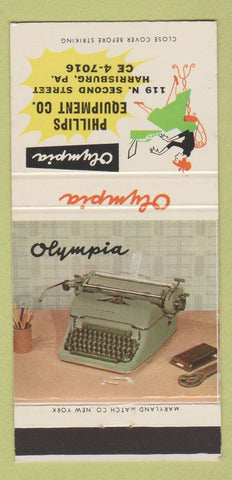 Matchbook Cover - Olympia Typewriter Phillips Harrisburg PA 30 Strike