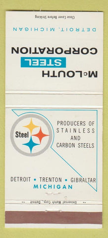 Matchbook Cover - McLouth Steel Corp Detroit Trenton Gibraltar MI WEAR 30 Strike