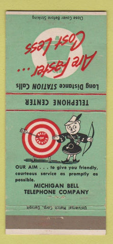 Matchbook Cover - Michigan Bell Telephone MI GREEN 30 Strike