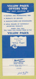 Matchbook Cover - Yellow Pages Bell Telephone Pittsburgh PA  30 Strike