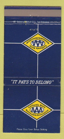 Matchbook Cover - California State AAA Auto Club 30 Strike