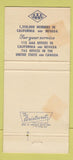 Matchbook Cover - California State AAA Auto Club 30 Strike