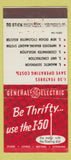 Matchbook Cover - GE General Electric RED WHITE 30 Stick