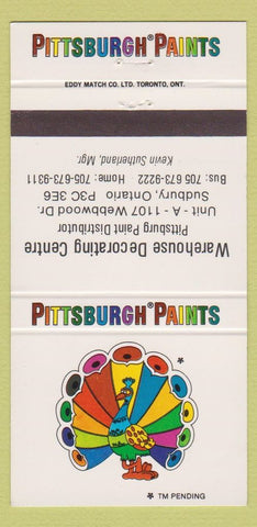 Matchbook Cover - Pittsburgh Paints Sudbury ON 30 Strike