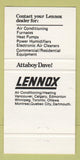 Matchbook Cover - Lennox Air Conditioning Heating Kindersley SK 30 Strike