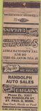 Matchbook Cover - Randolph Auto Sales St Paul MN WORN white