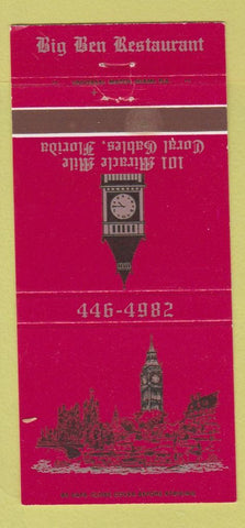 Matchbook Cover - Big Ben Restaurant Coral Gables FL 30 Strike
