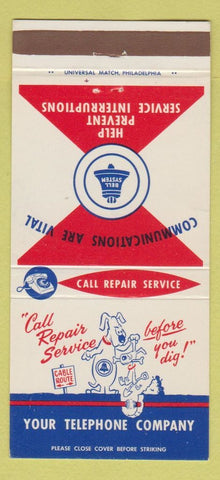 Matchbook Cover - Bell Telephone Repair Service 30 Strike