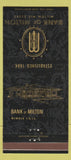 Matchbook Cover - Bank of Milton WI 30 Strike