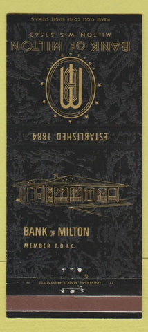 Matchbook Cover - Bank of Milton WI 30 Strike