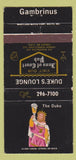 Matchbook Cover - Duke's Lounge Inns of Court Pub Towson MD WEAR 30 Strike