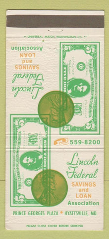 Matchbook Cover - Lincoln Federal Savings and Loan Hyattsville MD 30 Strike