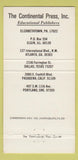 Matchbook Cover - Continental Press Elizabethtown PA Educational WEAR 30 Strike