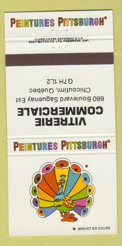 Matchbook Cover - Pittsburgh Paints Vitrerie Chicoutimi QC 30 Strike