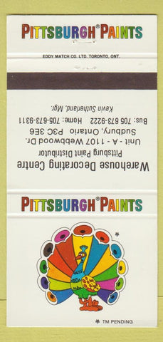 Matchbook Cover - Pittsburgh Paints Sudbury ON Warehouse Decorating 30 Strike