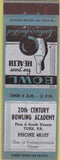 Matchbook Cover - 20th Century Bowling Academy York PA blue