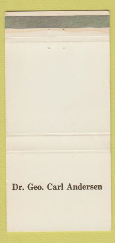 Matchbook Cover - Dr Geo Carl Andersen Merck Sharp Dohme Drugs WEAR 30 Strike