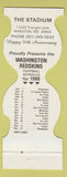 Matchbook Cover - Washington Redskins Football 1986 The Stadium Wheaton MD