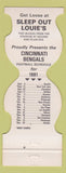 Matchbook Cover - Cincinnati Bengals Football 1981 Sleep Out Louie's