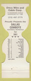 Matchbook Cover - Dallas Cowboys Football 1981 Ettco Wire Ridgewood NY