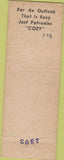 Matchbook Cover - Cozy's Liquor Store Repulican City NE