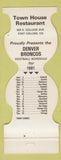 Matchbook Cover - Denver Broncos Football 1981 Town House Fort Collins Colorado