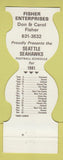Matchbook Cover - Seattle Seahawks Football 1981 Fisher Enterprises