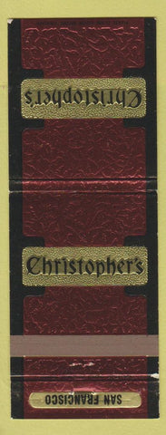 Matchbook Cover - Christopher's San Francisco CA