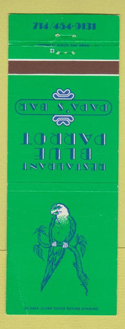 Matchbook Cover - Blue Arrot Restaurant Papa's Bar La Jolla CA CREASE