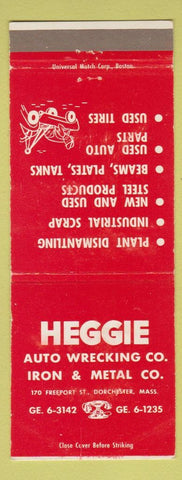 Matchbook Cover - Heggie Auto Wrecking Iron Metal Dorchester MA WEAR