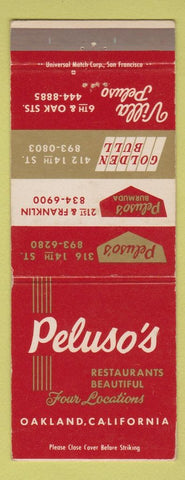 Matchbook Cover - Peluso's Restaurant Oakland CA