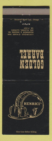 Matchbook Cover - Golden Barrel Henrici's Des Plaines IL