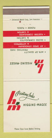 Matchbook Cover - Higgins Magee Printing Inks San Leandro Anaheim CA