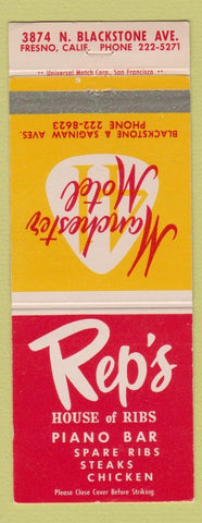 Matchbook Cover - Rep's Ribs Manchester Motel Fresno CA