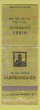 Matchbook Cover - Kuppenheimer Men's Clothes Hibbs Salt Lake City UT WEAR
