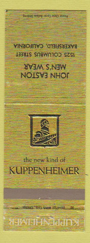 Matchbook Cover - Kuppenheimer Men's Clothes John Easton Bakersfield CA