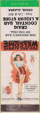 Matchbook Cover - Craig Cocktail Bar Craig AK pinup