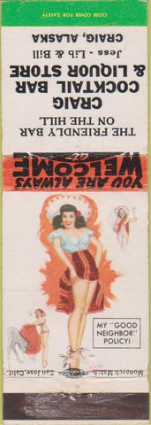Matchbook Cover - Craig Cocktail Bar Craig AK pinup