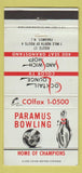 Matchbook Cover - Paramus Bowling NJ WEAR 30 Strike